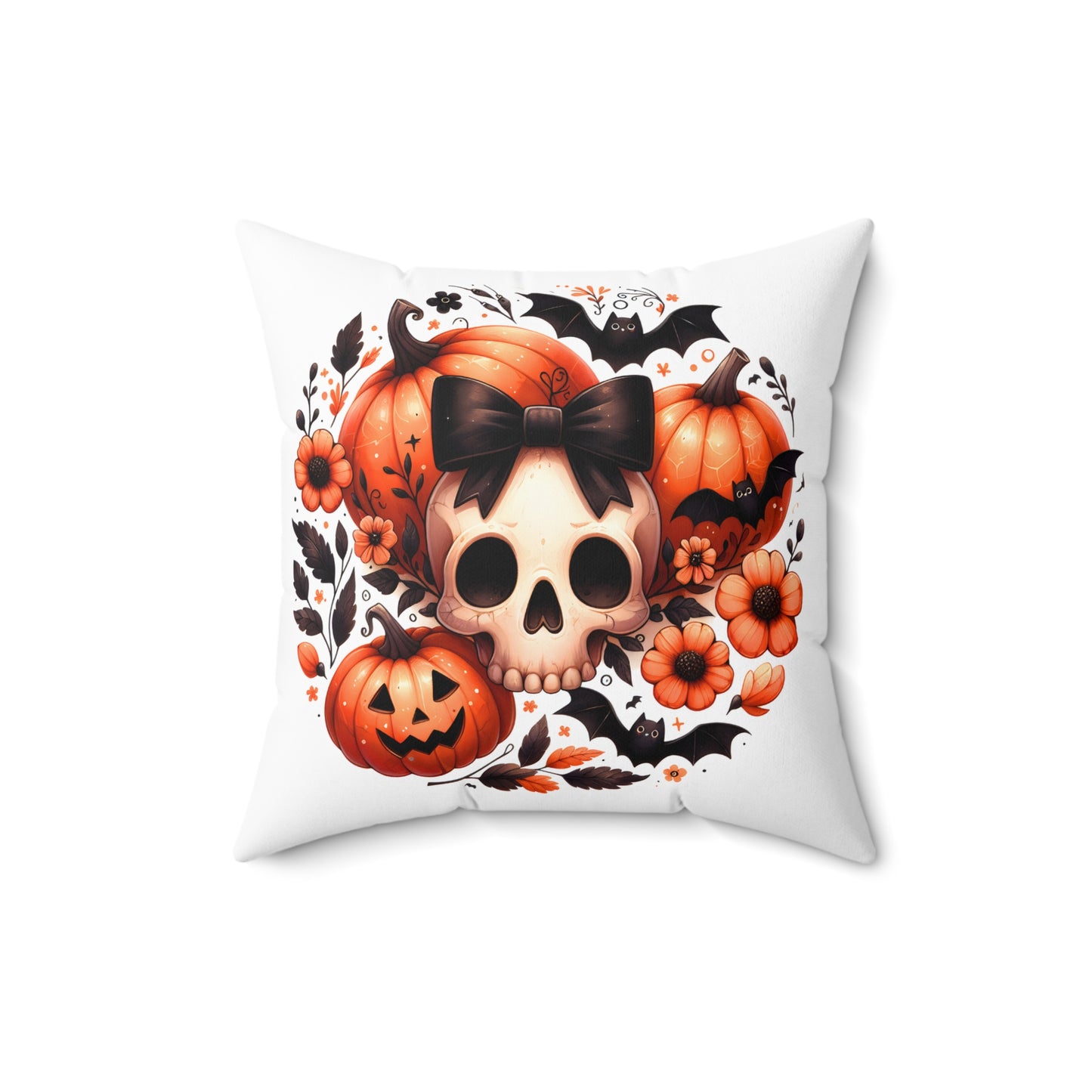 Halloween Coquette Skull Square Pillow