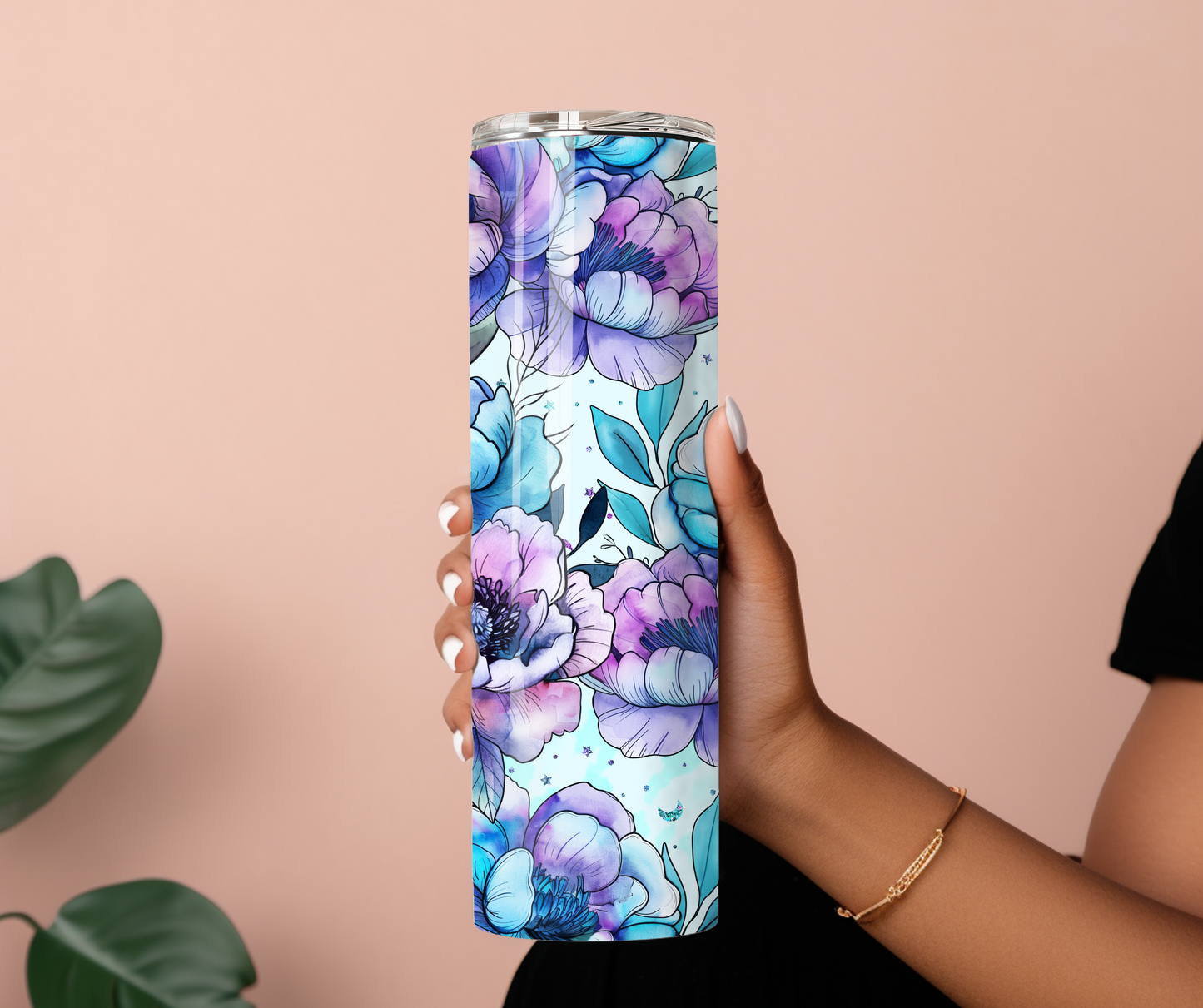 Blue Floral Skinny Tumbler