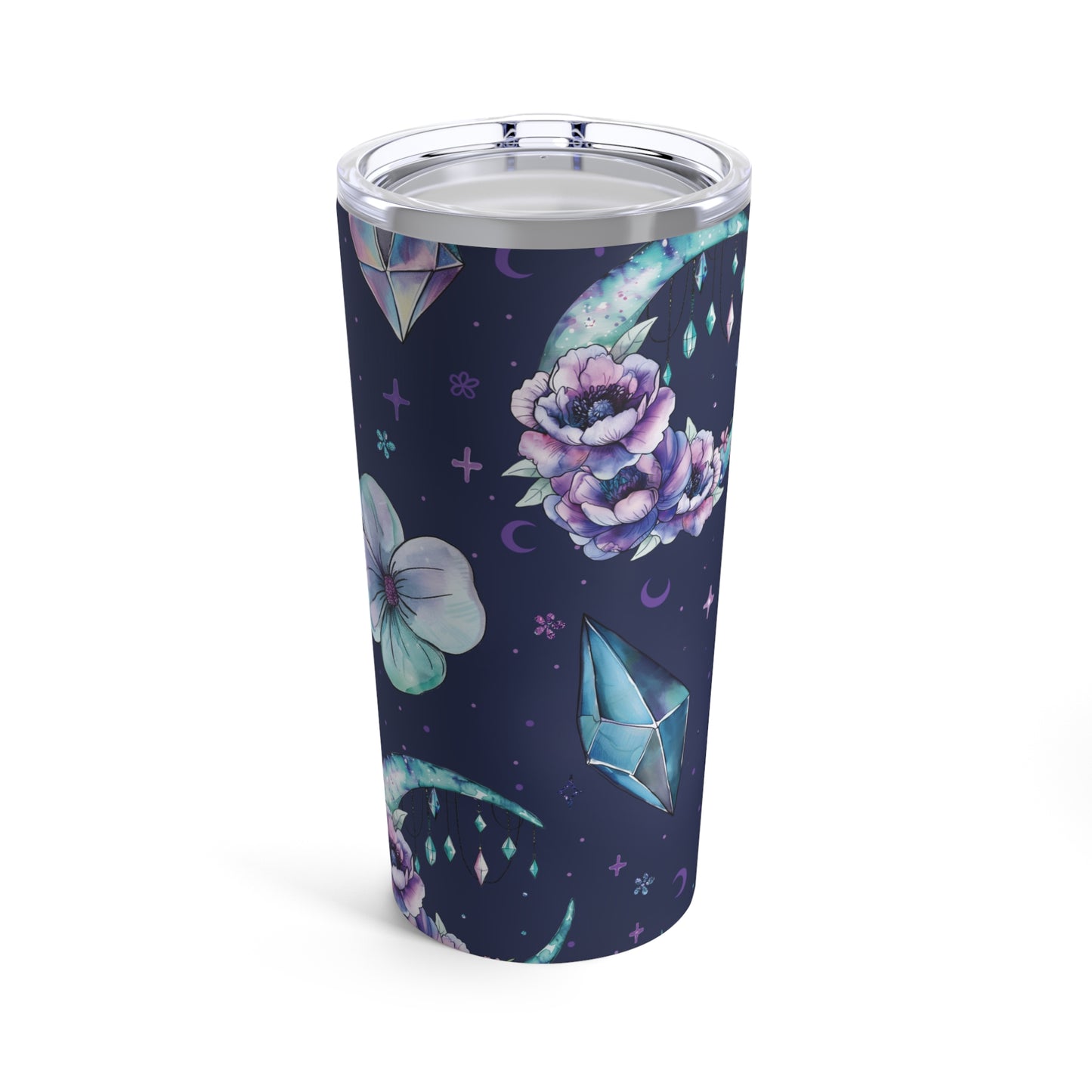 Dark Blue Floral Skinny Tumbler